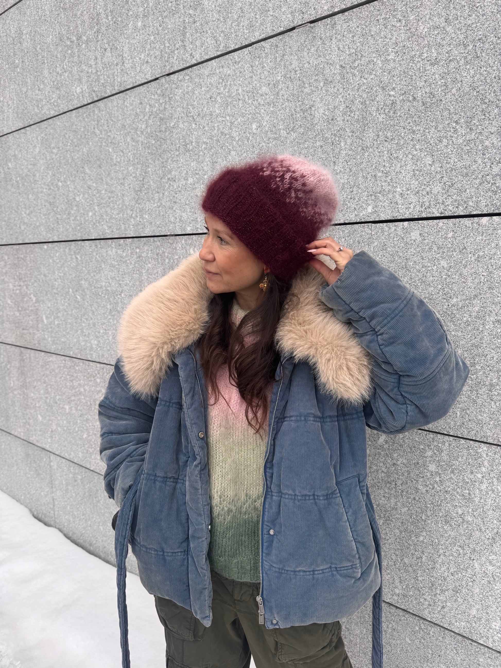 GARNPAKKE sorbet sunrise beanie pink wine