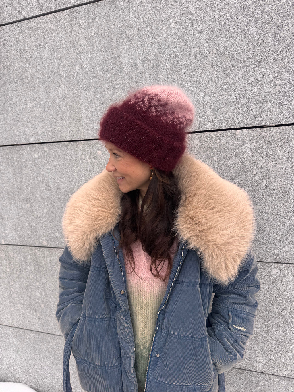 GARNPAKKE sorbet sunrise beanie pink wine