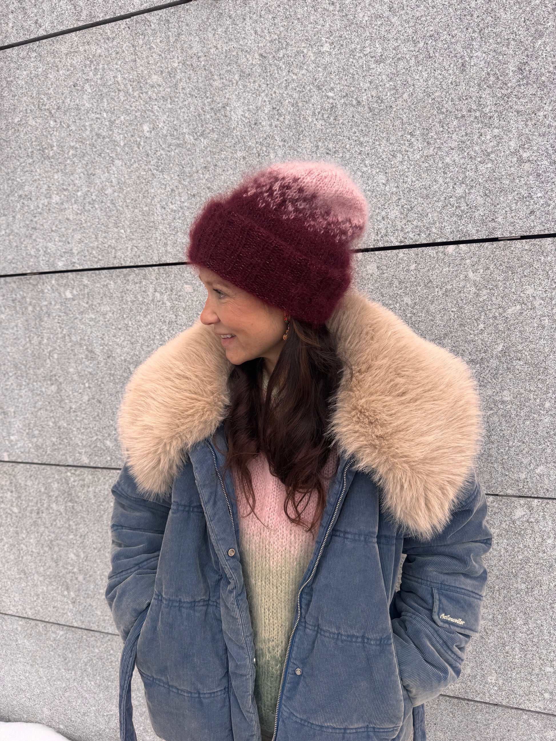 GARNPAKKE sorbet sunrise beanie pink wine